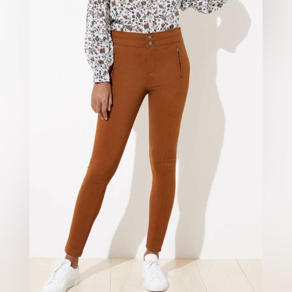 LOFT High Waist Legging Pants Brown Petite 12P NWT Stretch